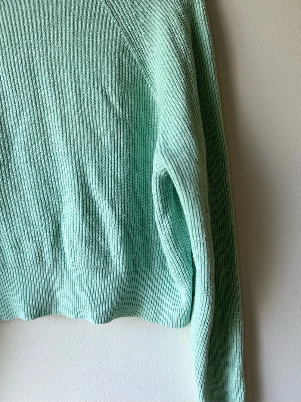 Free People Mint Green Ribbed Turtleneck Sweater
